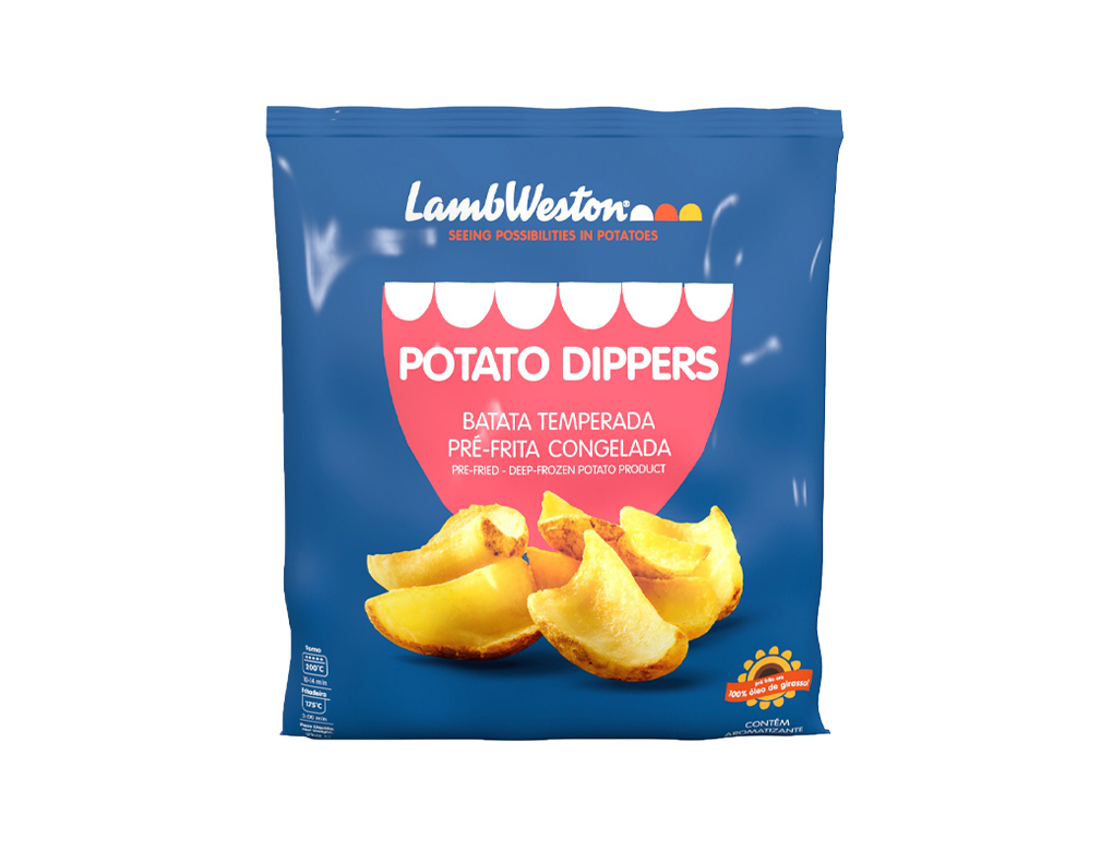 BATATA CONGELADA PRÉ FRITA COM CASCA DIPPERS CANOA TEMPERADA LAMBWESTON 2 KG (CX 5 PCT) (***PRODUTO SEM CAIXA DE PAPELÃO***)